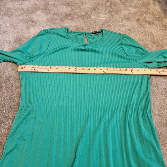 Adrianna Papell Irish Green Size Medium M Ribbed Pleated Blouse Polyester - Picture 11 of 11